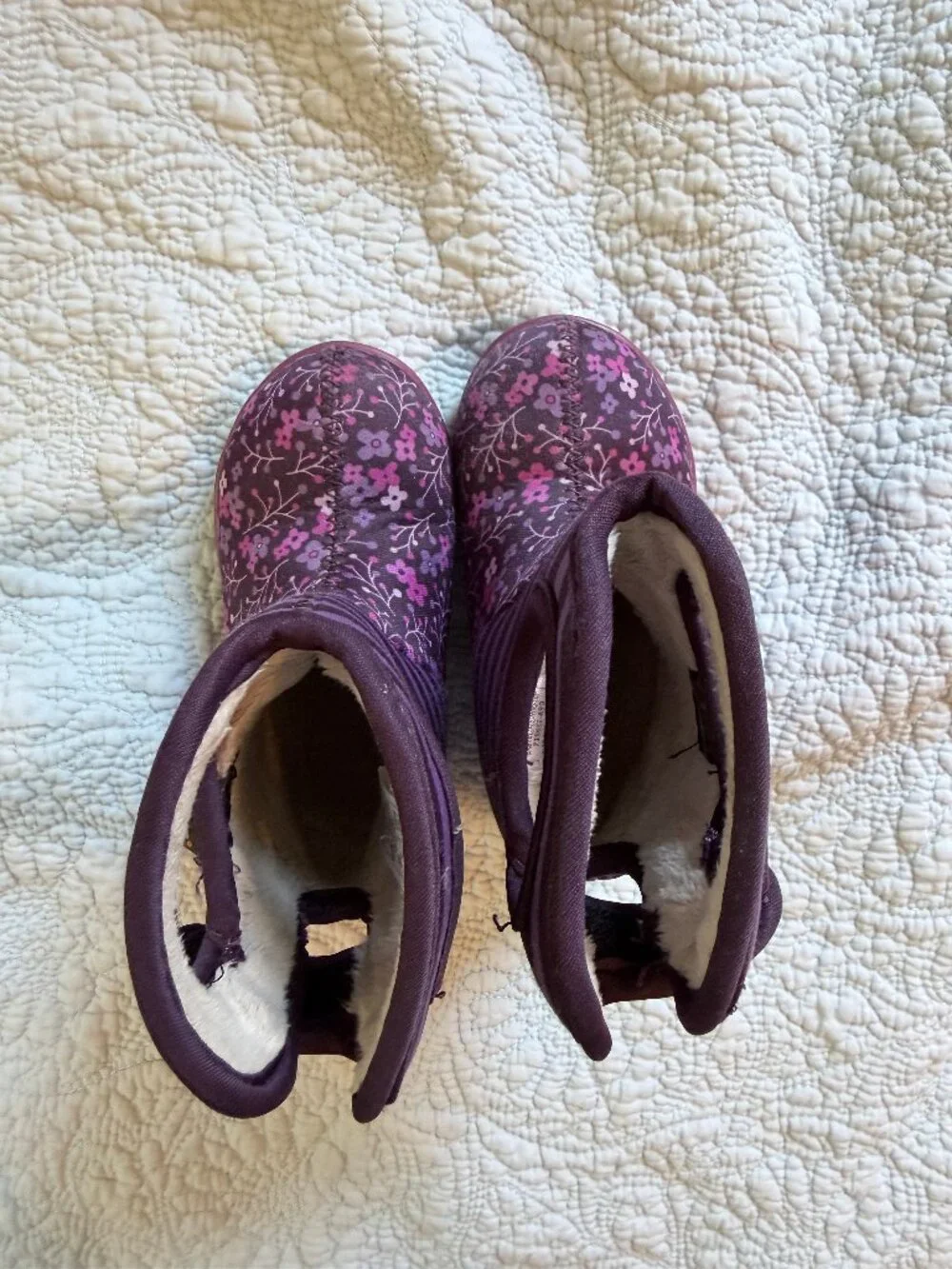Bogs Purple Floral Striped Waterproof Winter Rain Boots Size 6